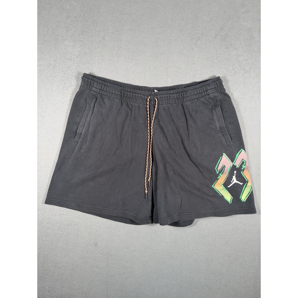 Jordan Mens 23 Jumpman Graphic Fleece Sweat Shorts Black Pink Green 3XL